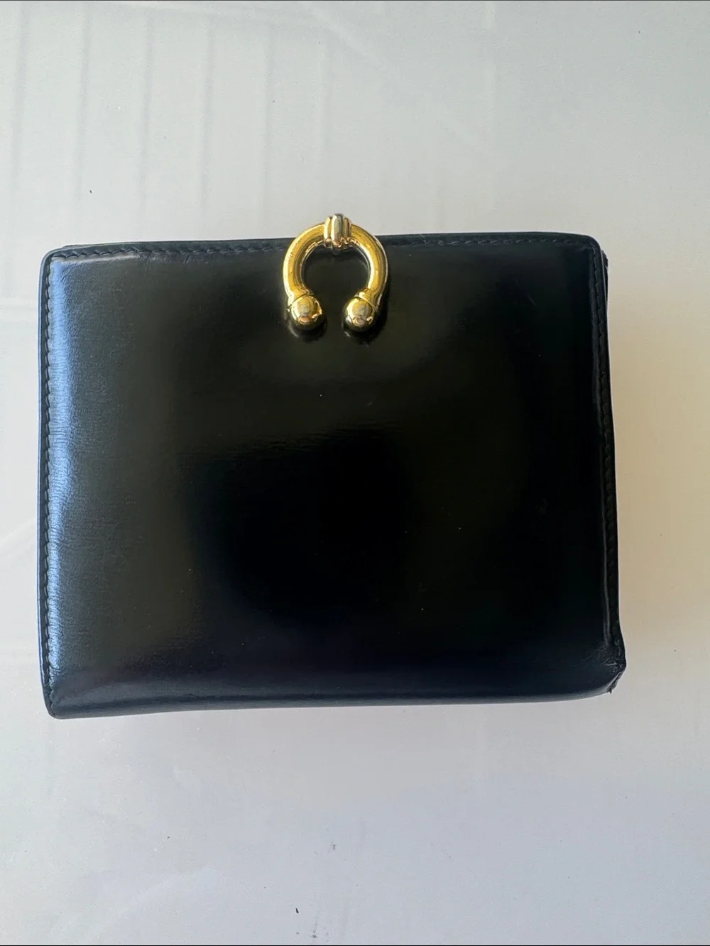 Vintage Gucci Black Horsebit Clasp Bifold Wallet
